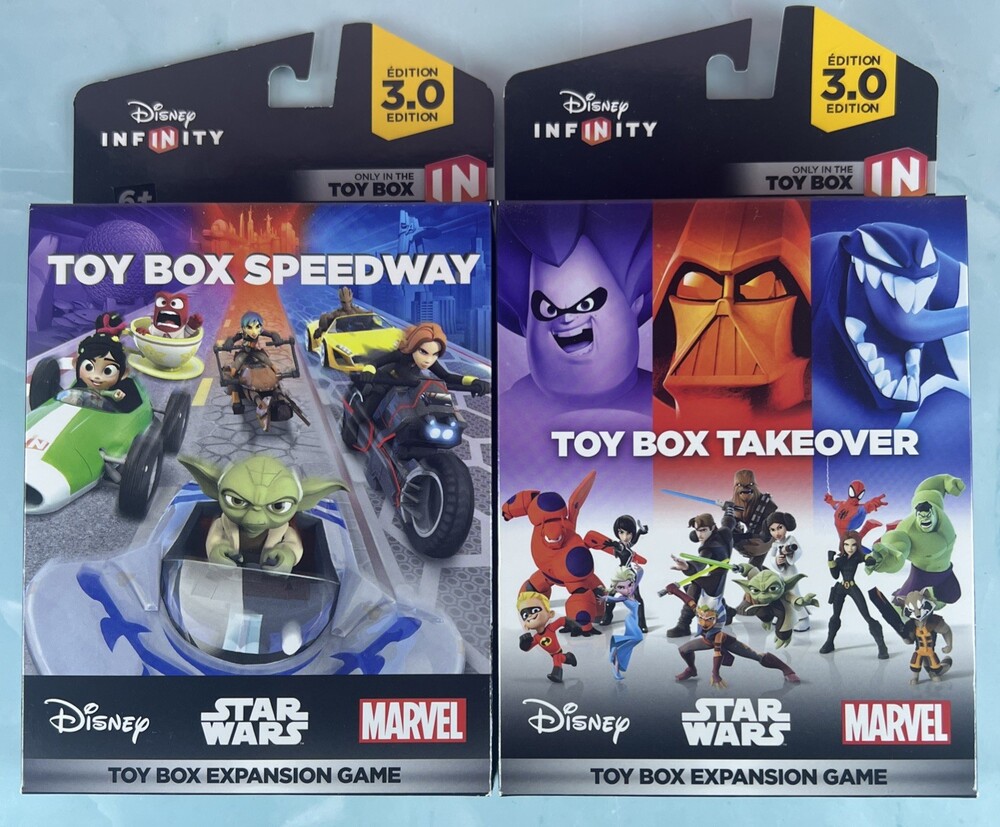 NIB Disney Infinity 3.0 Toy Box Takeover & Toy Box Speedway Expansion Game Lot